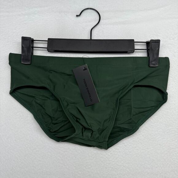 Todd Sanfield Swim Brief Men's XS Green Poblano Ultradeep Swimsuit Solid NEW - Picture 1 of 4
